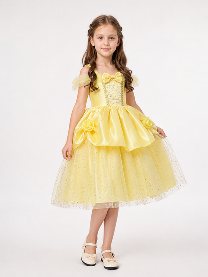 Princess Carnival Costume, Yellow Cosplay Dress Costume Dresses detail