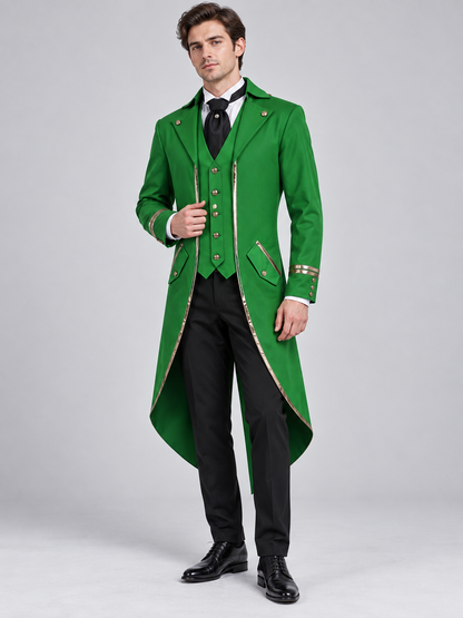 Long Green Tailcoat with Vest Insert and Tails