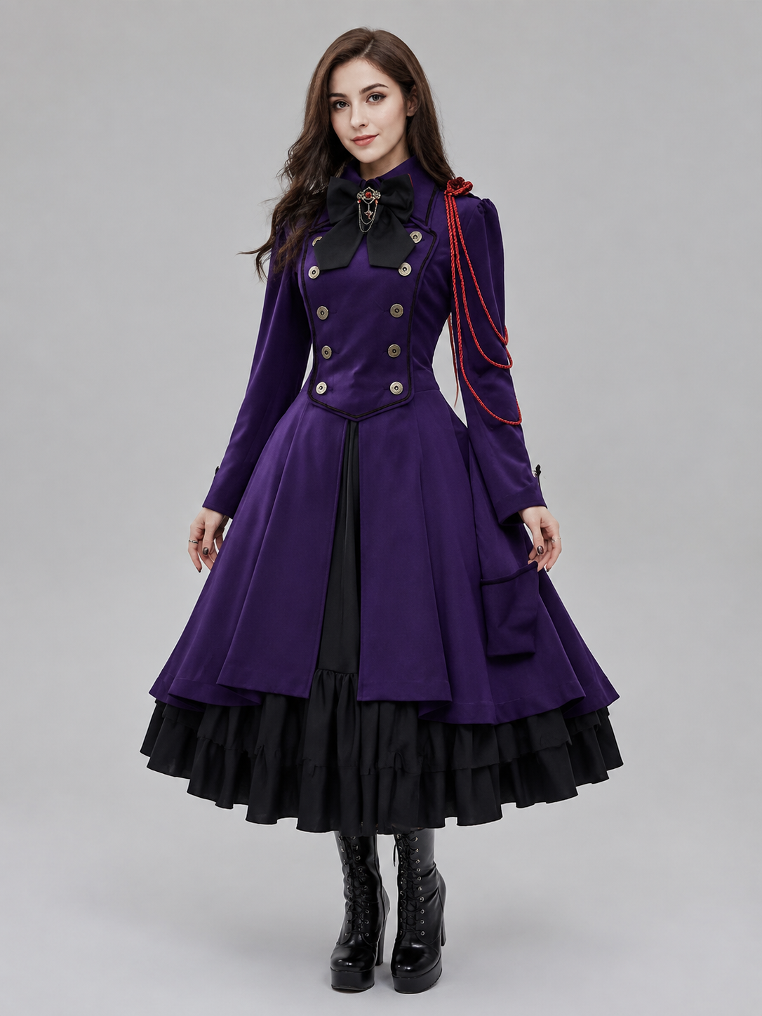 Long Gothic Dress with a High Collar Costume Dresses detail