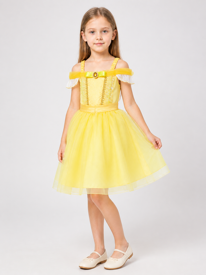 Yellow Princess Costume Dress for Halloween and Cosplay Costume Dresses detail