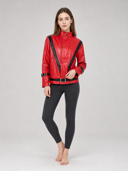 Red Michael Jackson-Style Cosplay Jacket
