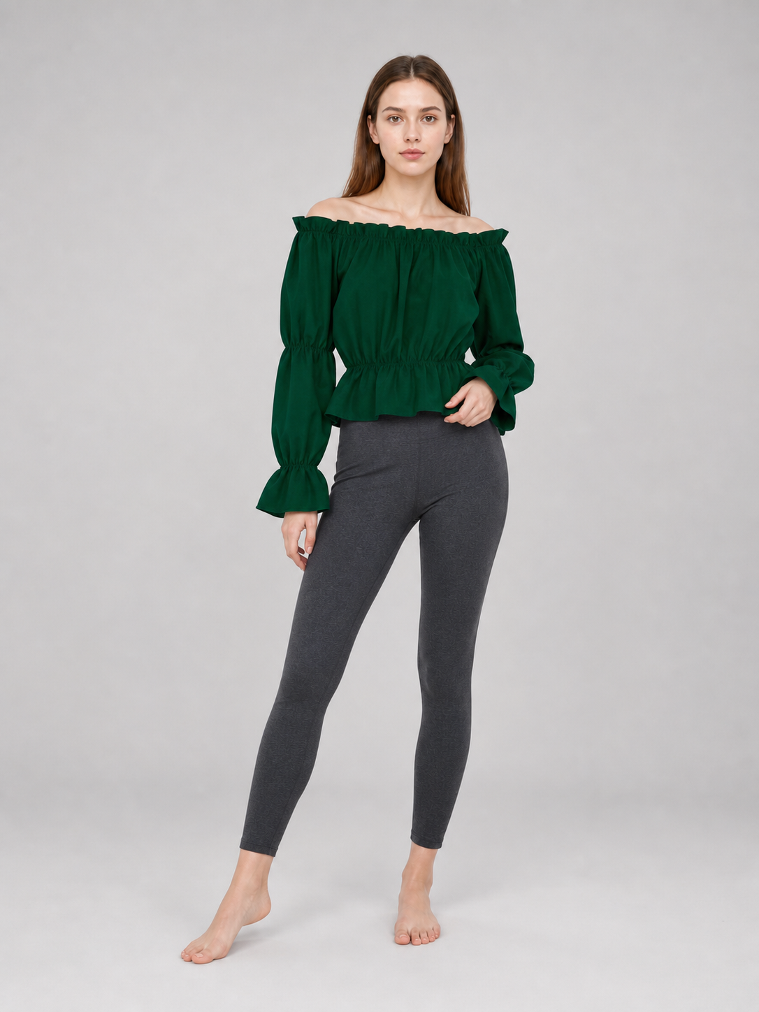Off-the-Shoulder Blouse with Puff Sleeves