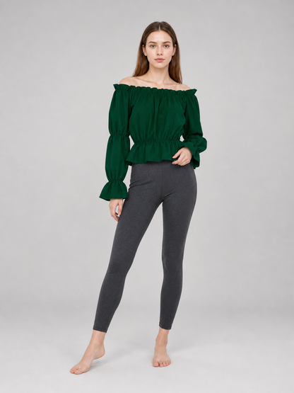 Off-the-Shoulder Blouse with Puff Sleeves