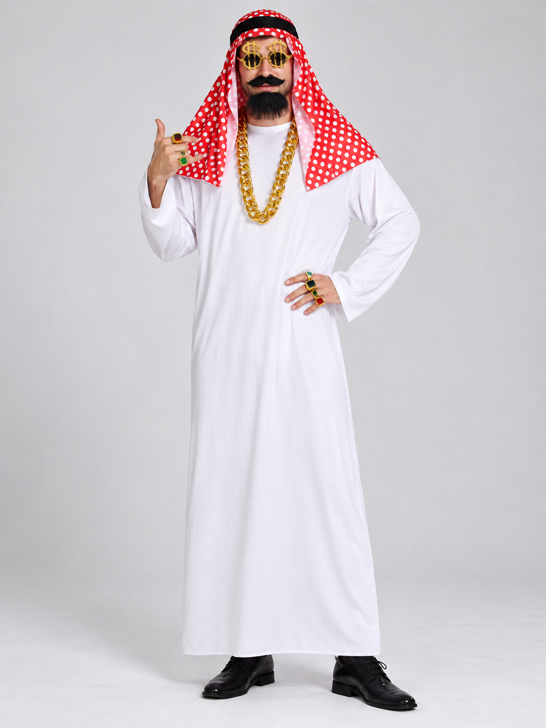 Adult Carnival Costume with White Robe and Glasses