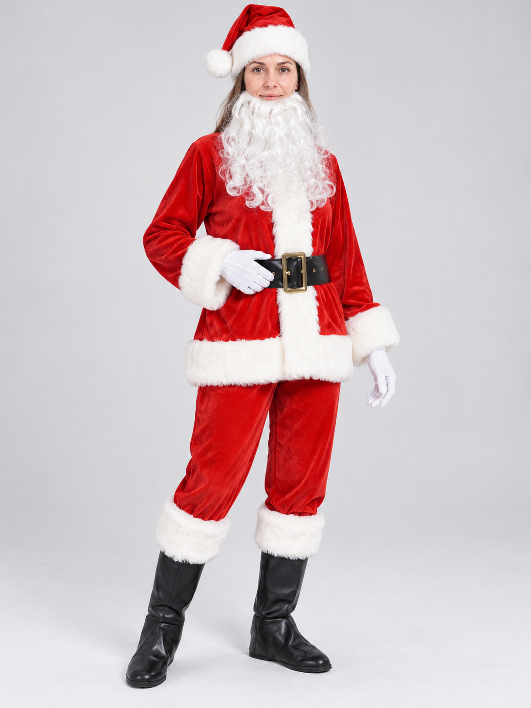 Red and White Santa Claus Costume with Beard Costumes detail