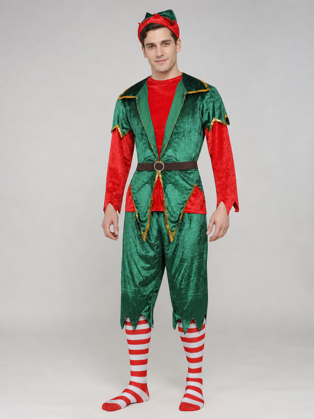 Christmas Elf Costume: Green and Red Jumpsuit