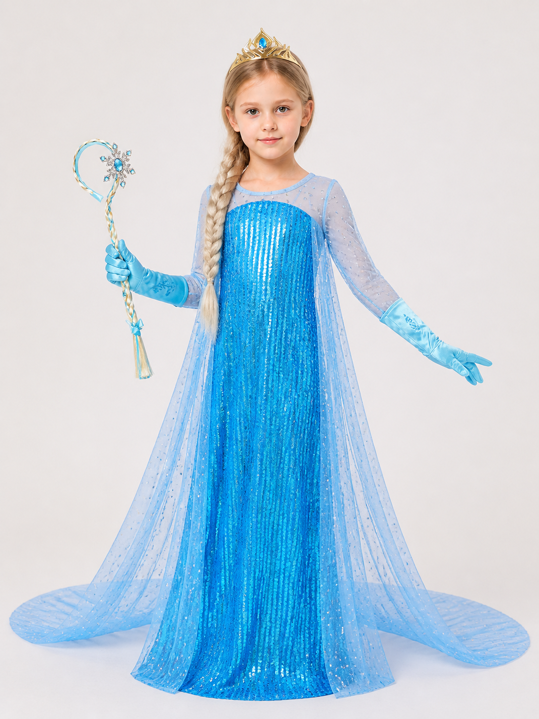 Snow Queen Carnival Costume with Sequins and Train Costumes detail