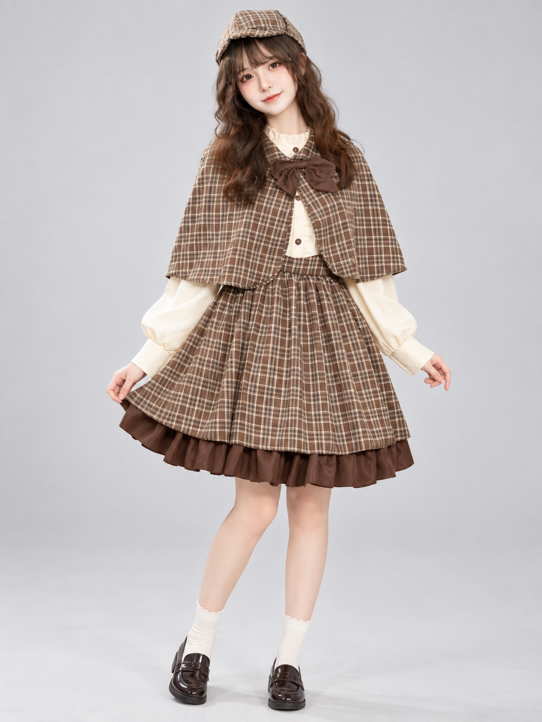 Detective-Style Cosplay Costume, Dress, Cape, Hat
