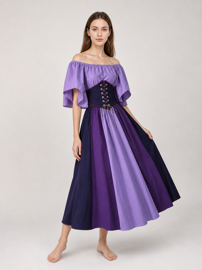 Fantasy Dress with Corset Lacing and Ruffles