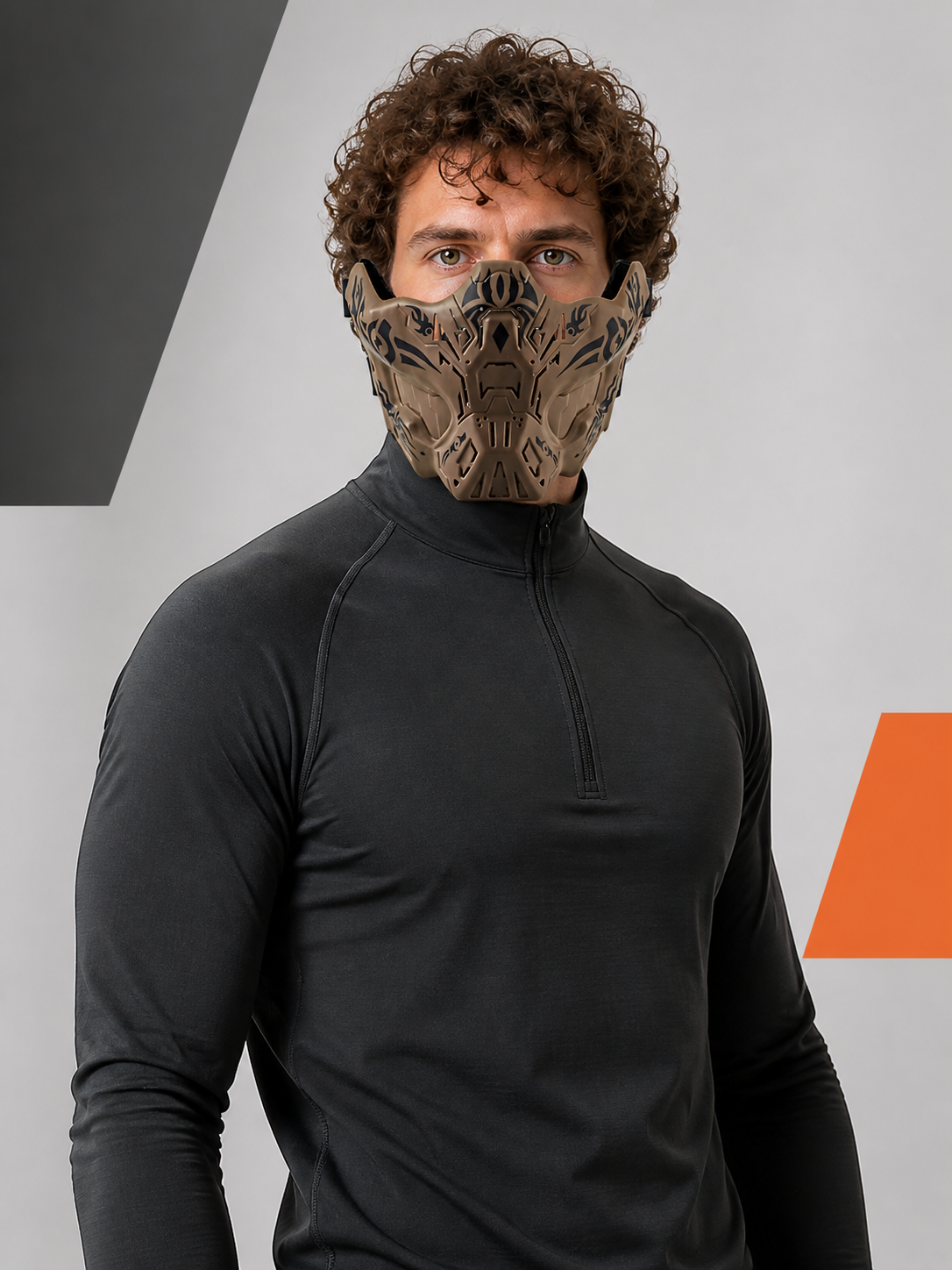 Half-Face Halloween Mask with Black Ornament