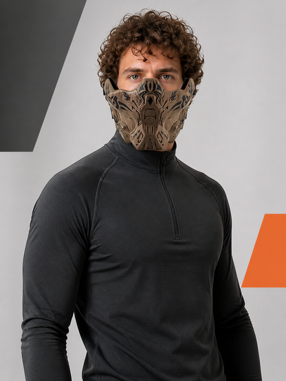 Half-Face Halloween Mask with Black Ornament
