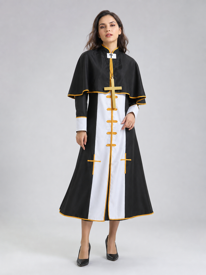 Ritual Robe with Cross, Black and White, Cosplay
