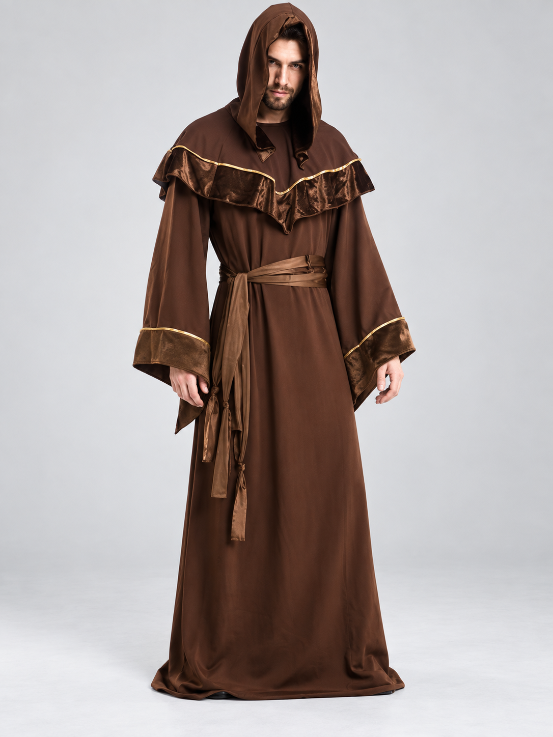 Adult Wizard Costume with Hood and Belt