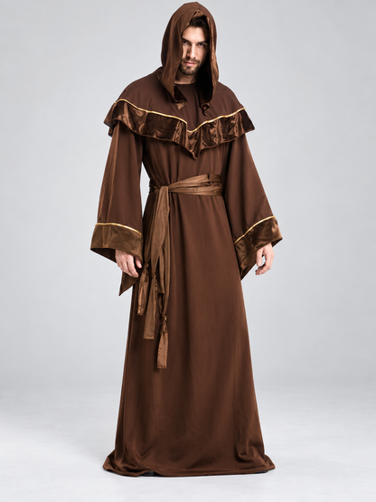 Adult Wizard Costume with Hood and Belt