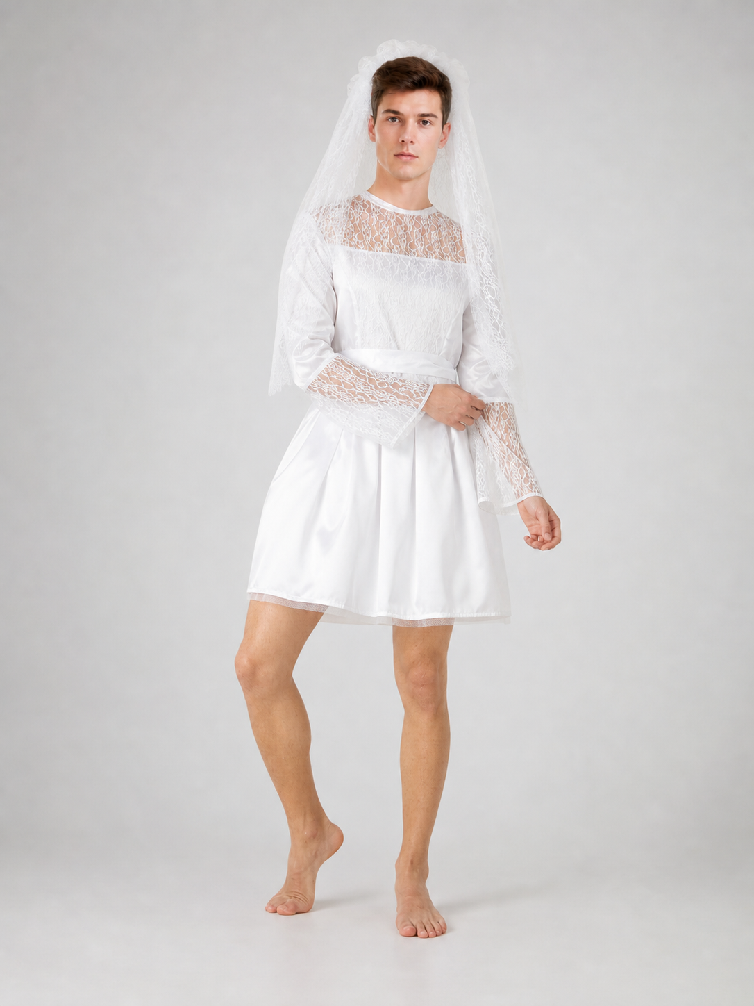 Wedding costume dress with veil for a celebration