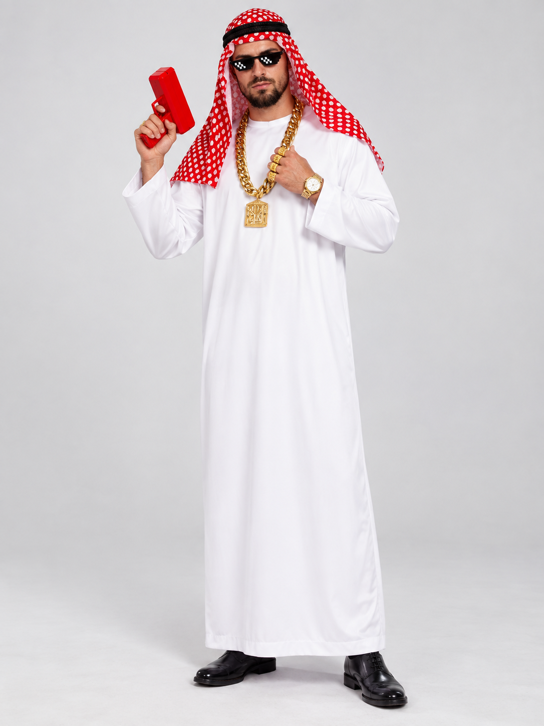 Arabian-Style Carnival Costume with Headscarf and Glasses