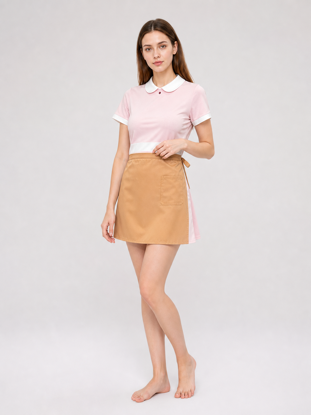 Short Pink Dress with Apron, Cute Style