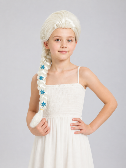 Carnival Wig, Light Gold with Blue Snowflakes Costume Wigs detail