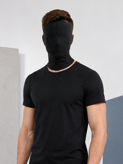 Black Carnival Mask for Halloween and Cosplay on-model front view