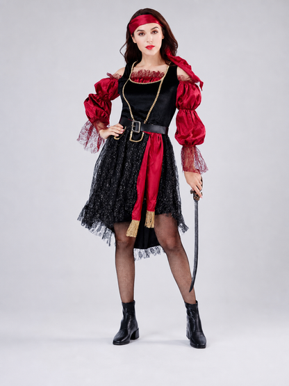 Pirate Costume in a Red-and-Black Style