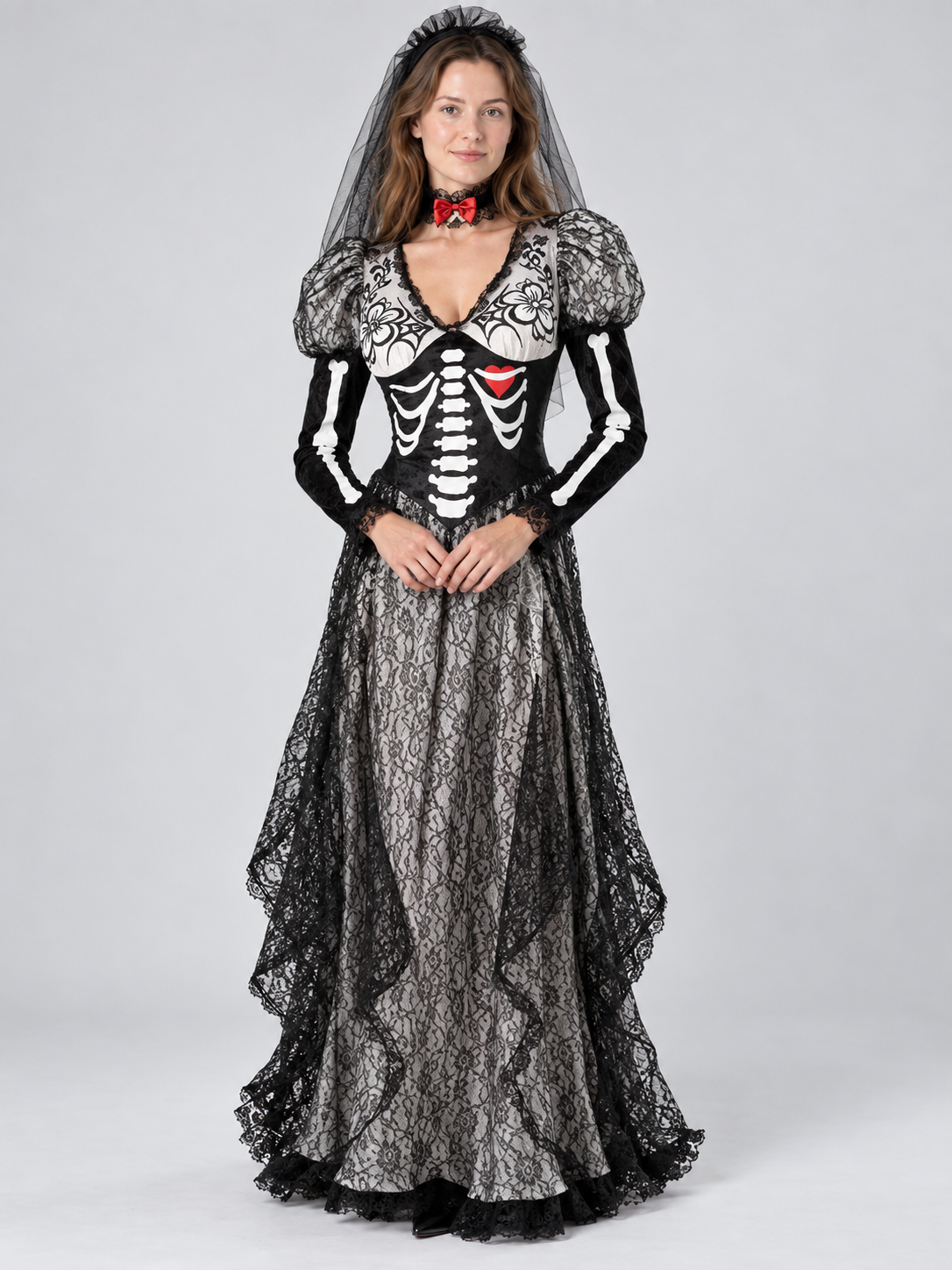 Halloween Ghost Costume with Veil and Bow