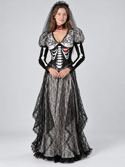 Halloween Ghost Costume with Veil and Bow