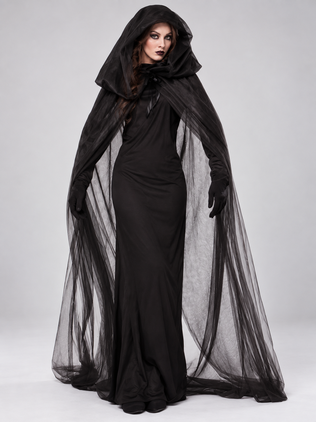 Carnival Witch Costume with Dress, Cape, and Gloves