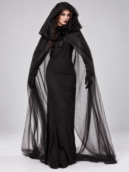 Carnival Witch Costume with Dress, Cape, and Gloves