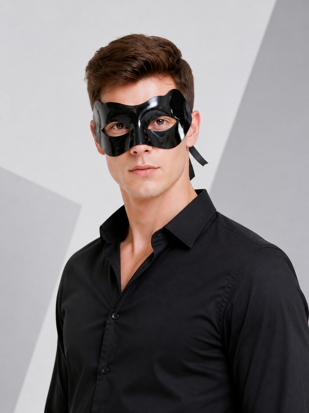 Black Halloween Mask with Pointed Ears for Cosplay Costume Masks detail