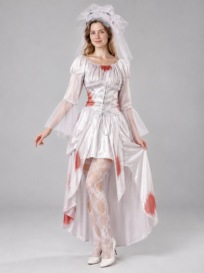 Vampire-Style Carnival Costume with Corset and Veil