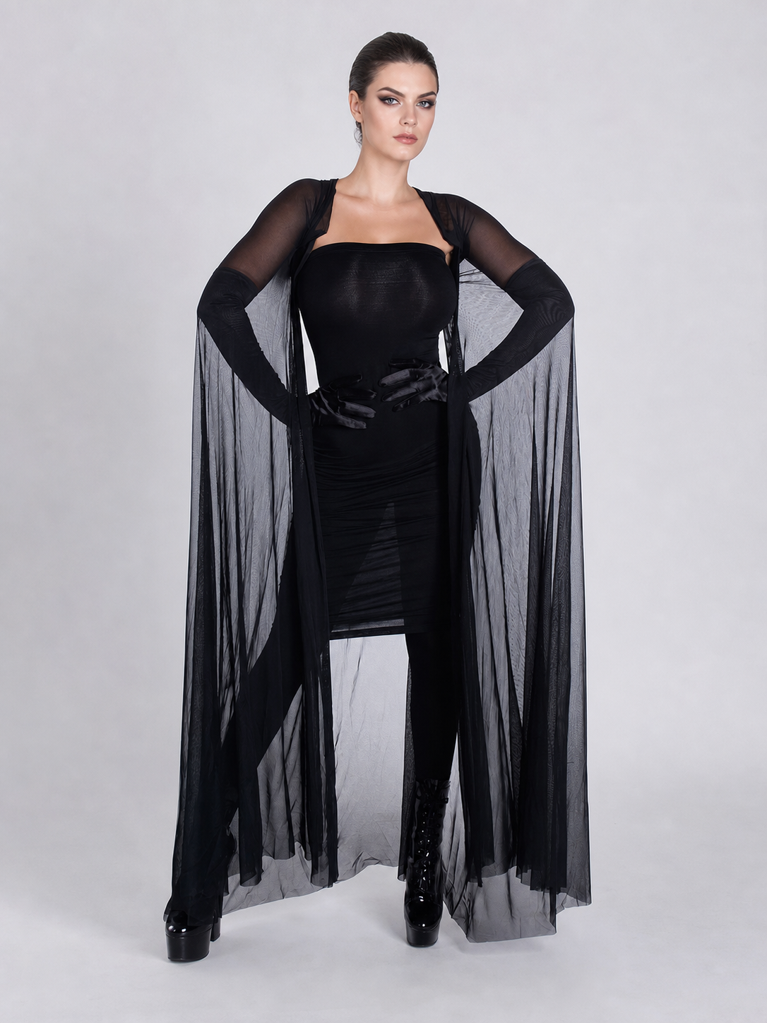 Black Gothic Vampire Costume with Cape