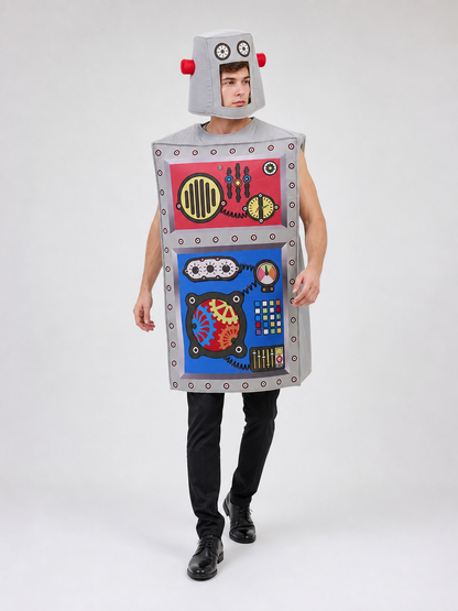 Robot costume with helmet for Halloween and parties