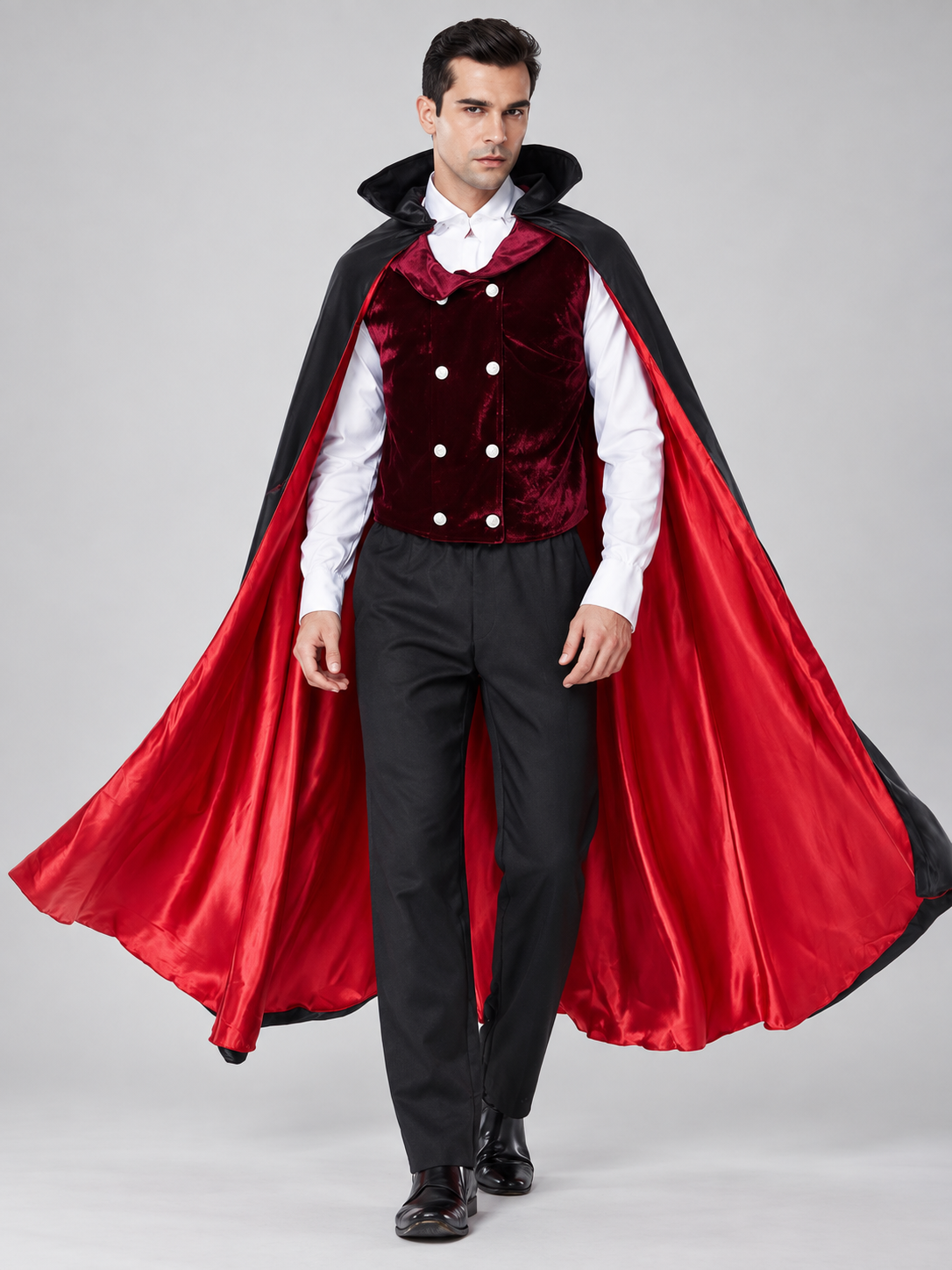 Adult vampire costume with cape and vest