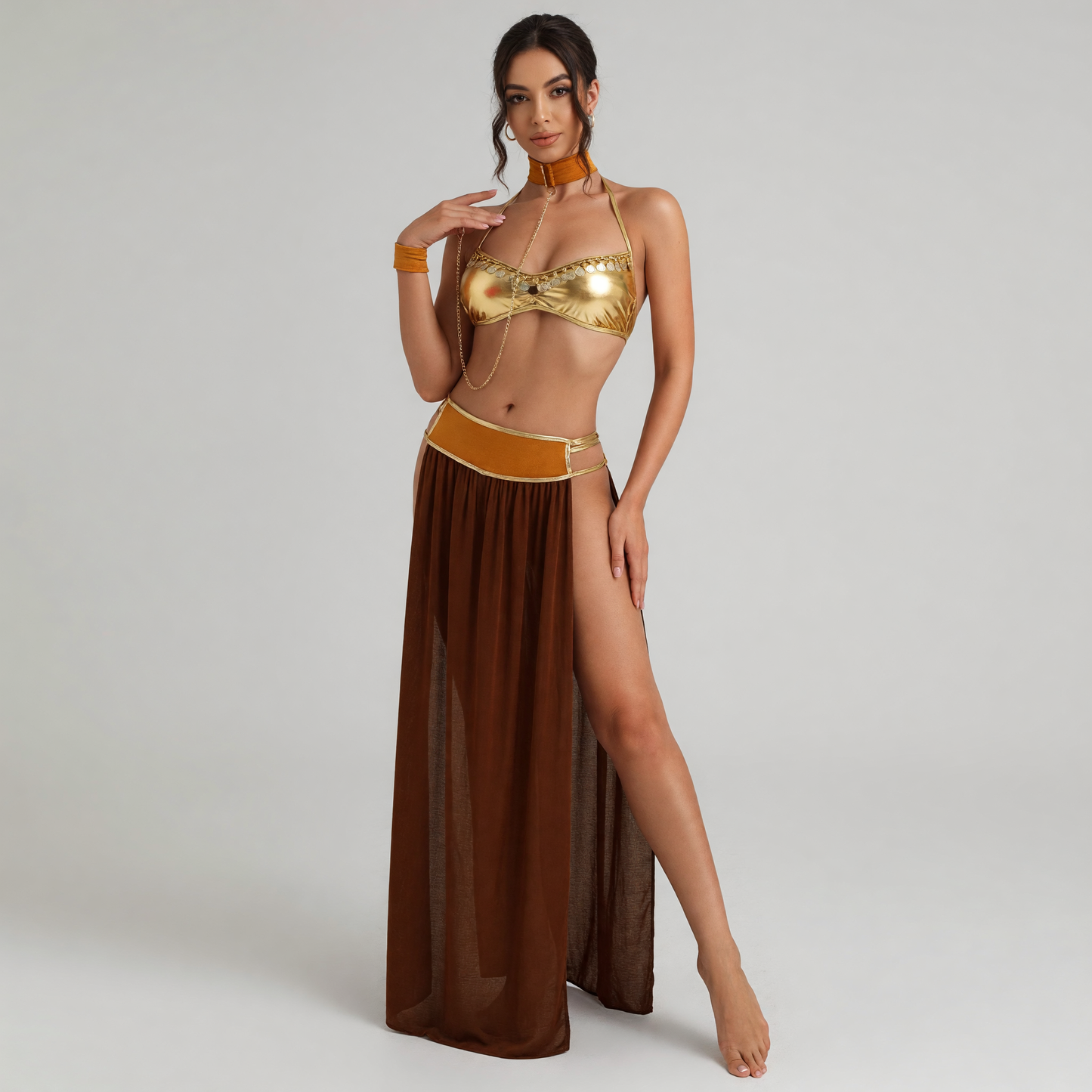 Two-Piece Stage Costume with Gold Chains