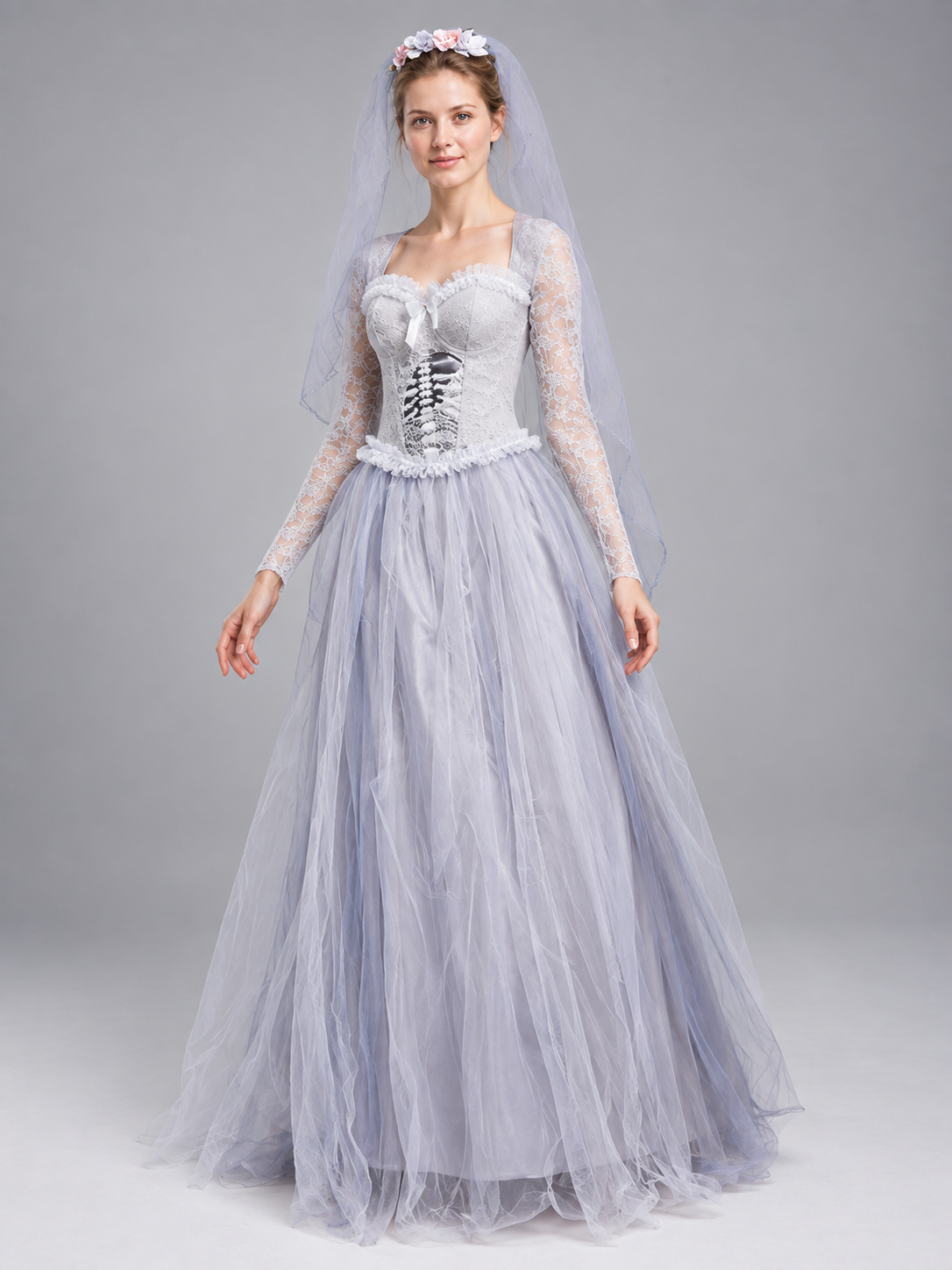 Costume Dress with Veil and Floral Wreath Costume Dresses detail