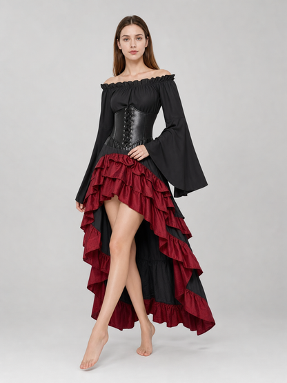 Pirate costume with corset and tiered skirt