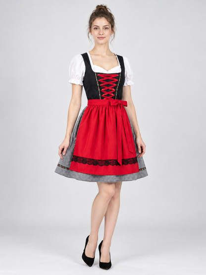 Bavarian-Style Dirndl Dress with Apron and Blouse
