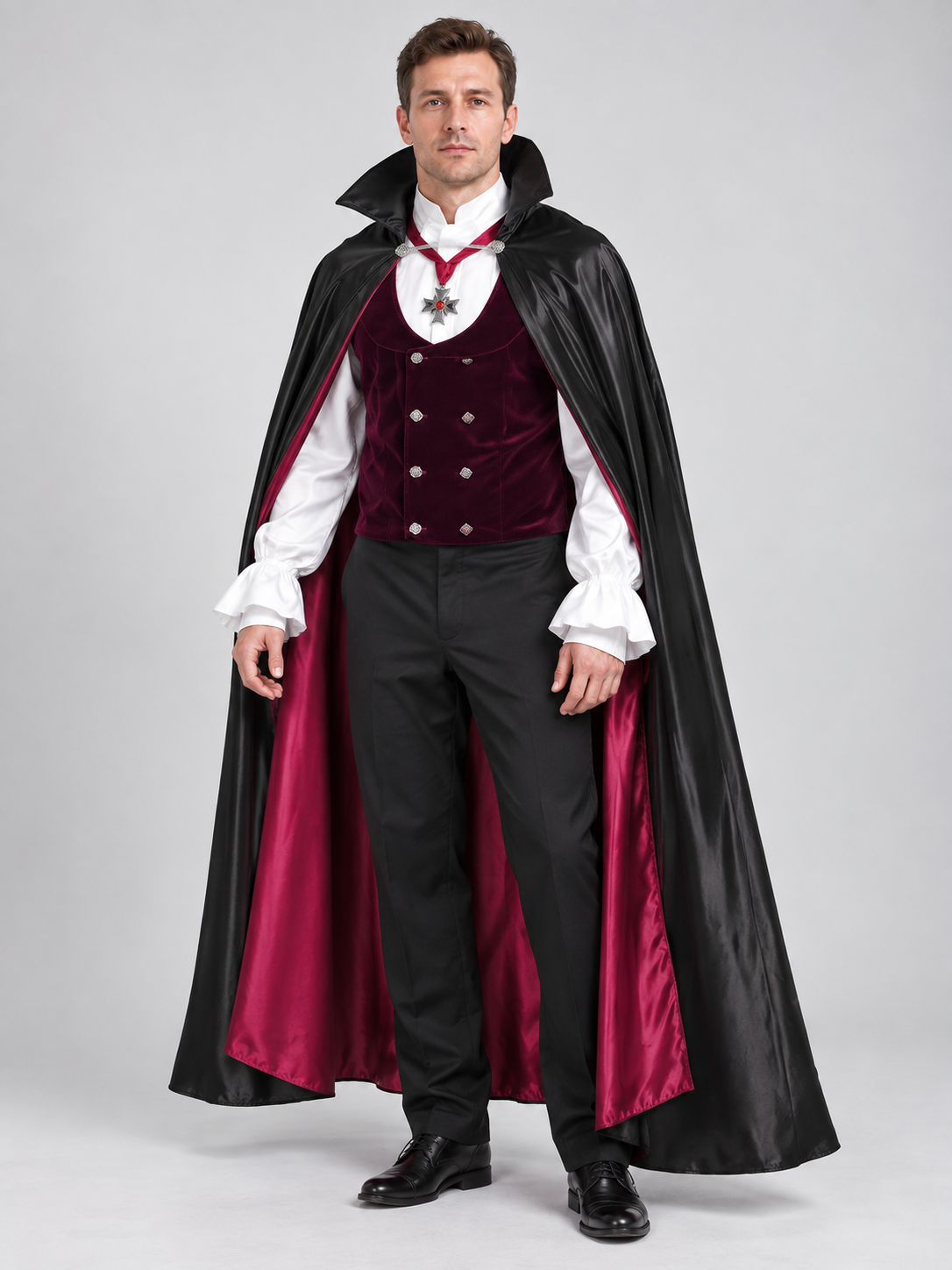 Vampire Halloween Costume with Cape and Vest