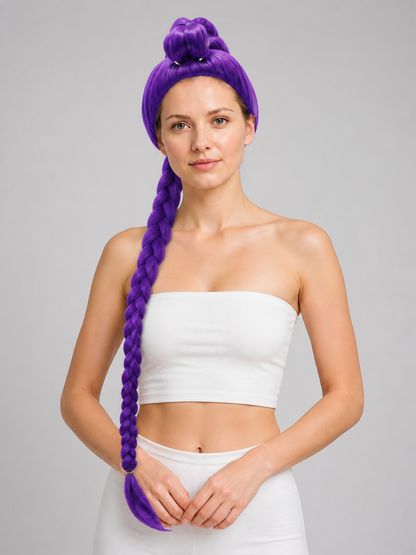 Purple Carnival Wig with Long Braids for Cosplay