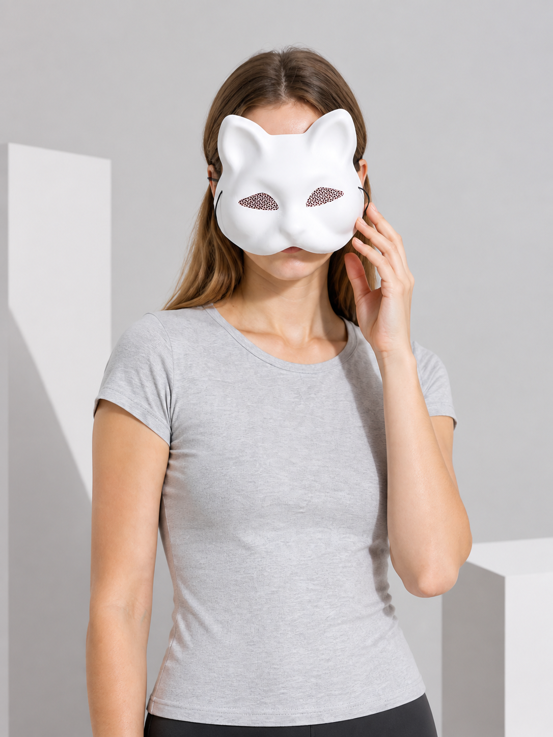 White Cat Carnival Mask for Halloween and Cosplay Costume Masks detail