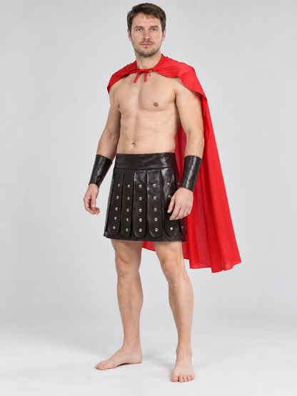 Spartan-Style Carnival Costume with Red Cape