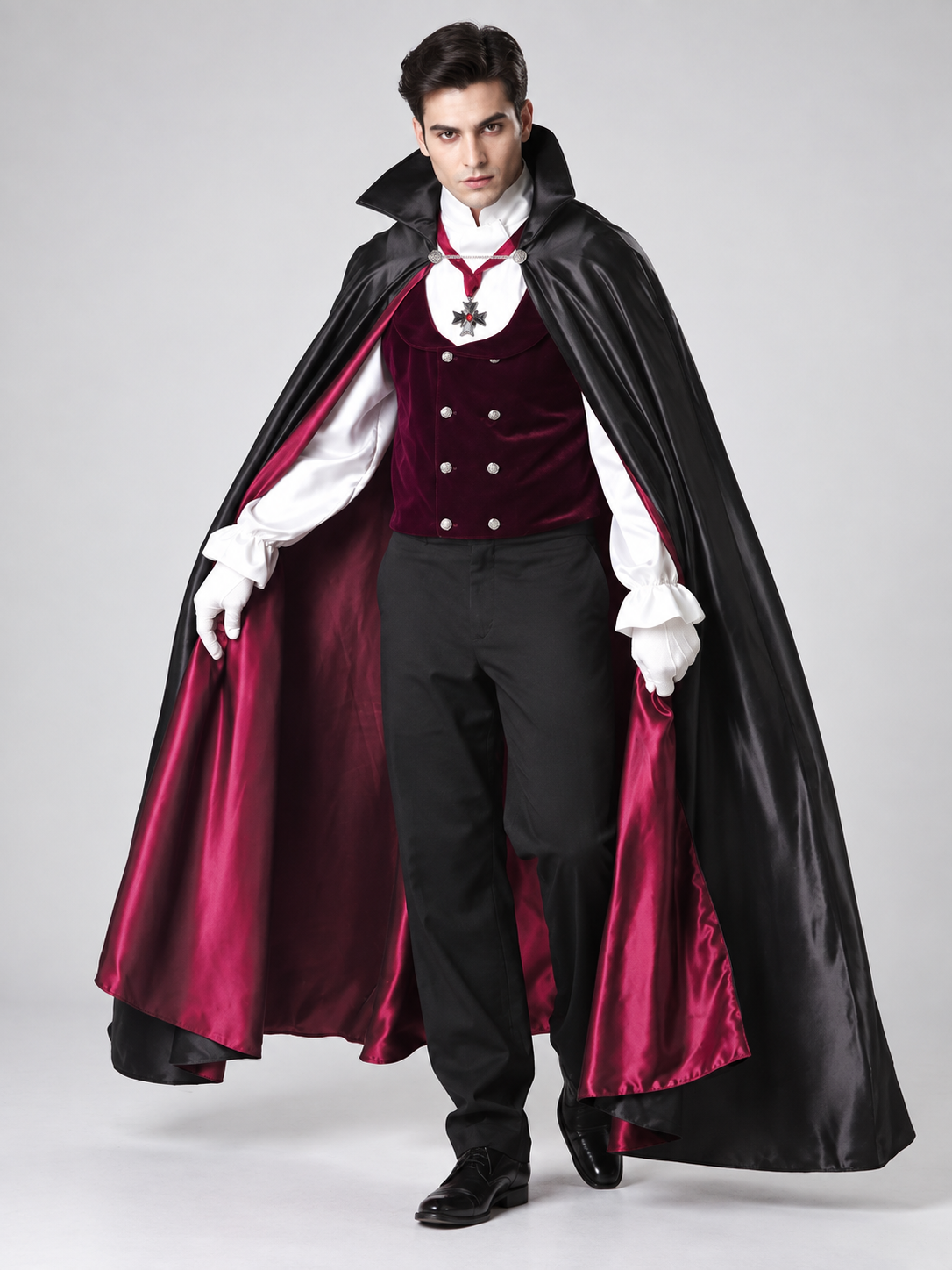 Adult Vampire Costume with Cape and Vest