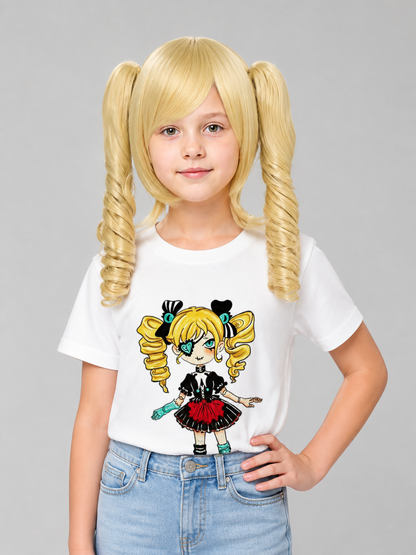 Light Golden Wig for Cosplay with Double Ponytails Costume Wigs detail