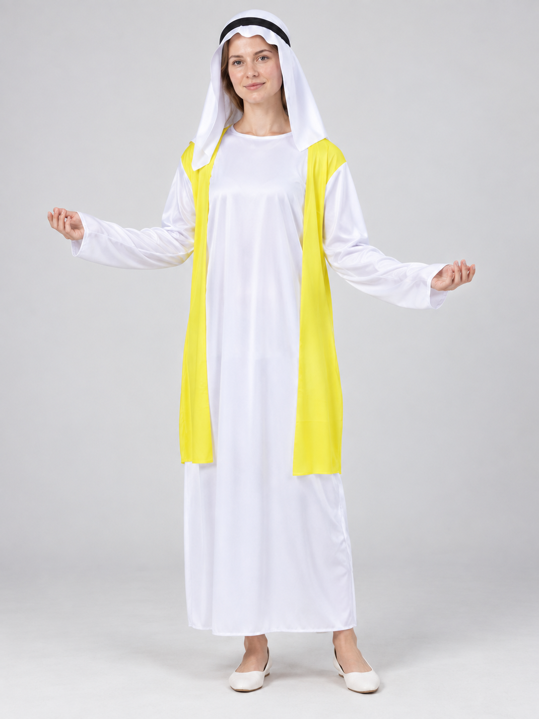 Carnival costume with a white base and yellow inserts