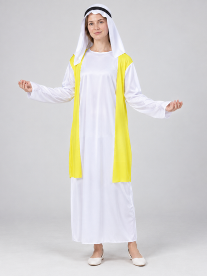Carnival costume with a white base and yellow inserts