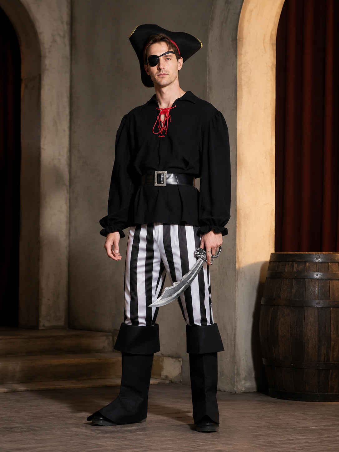 Caribbean Captain Pirate Costume for Cosplay and Stage Costumes detail
