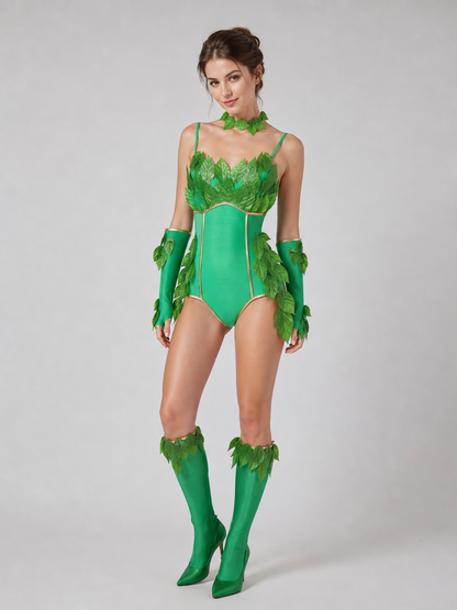 Green Stage Bodysuit with Leaf Details and Accessories