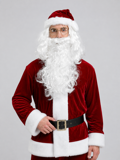 White Carnival Wig with Beard for a Santa Claus Look Costume Wigs detail