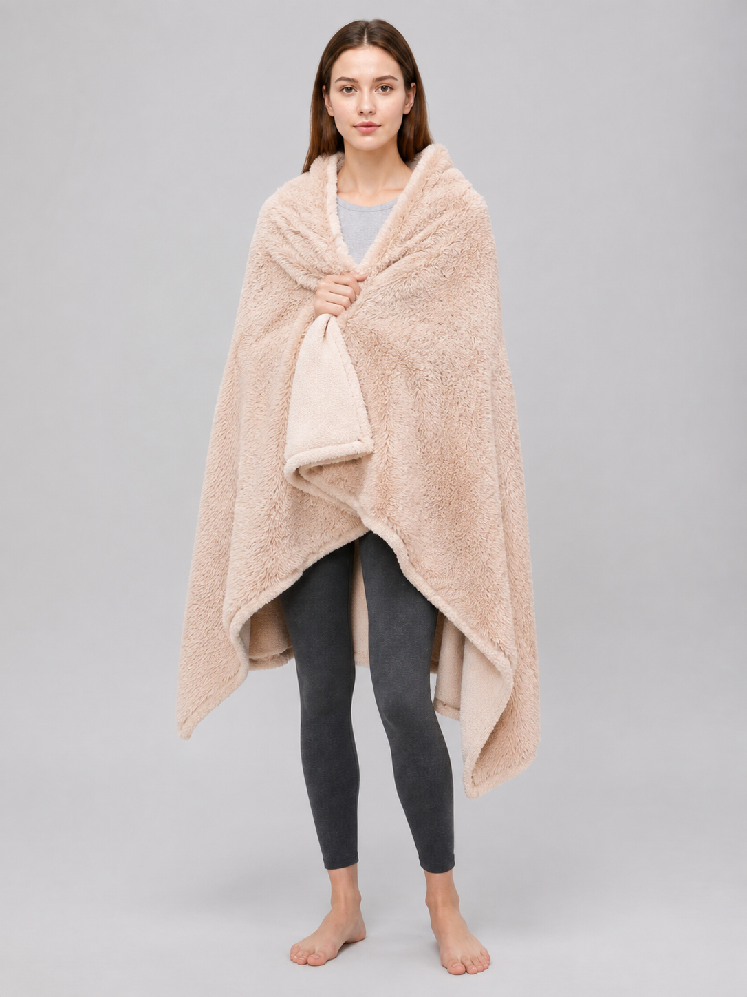 Reversible Pet Blanket, Light Beige Wearable Blankets detail