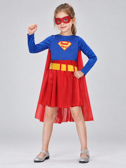 Kids' superhero costume with cape and mask